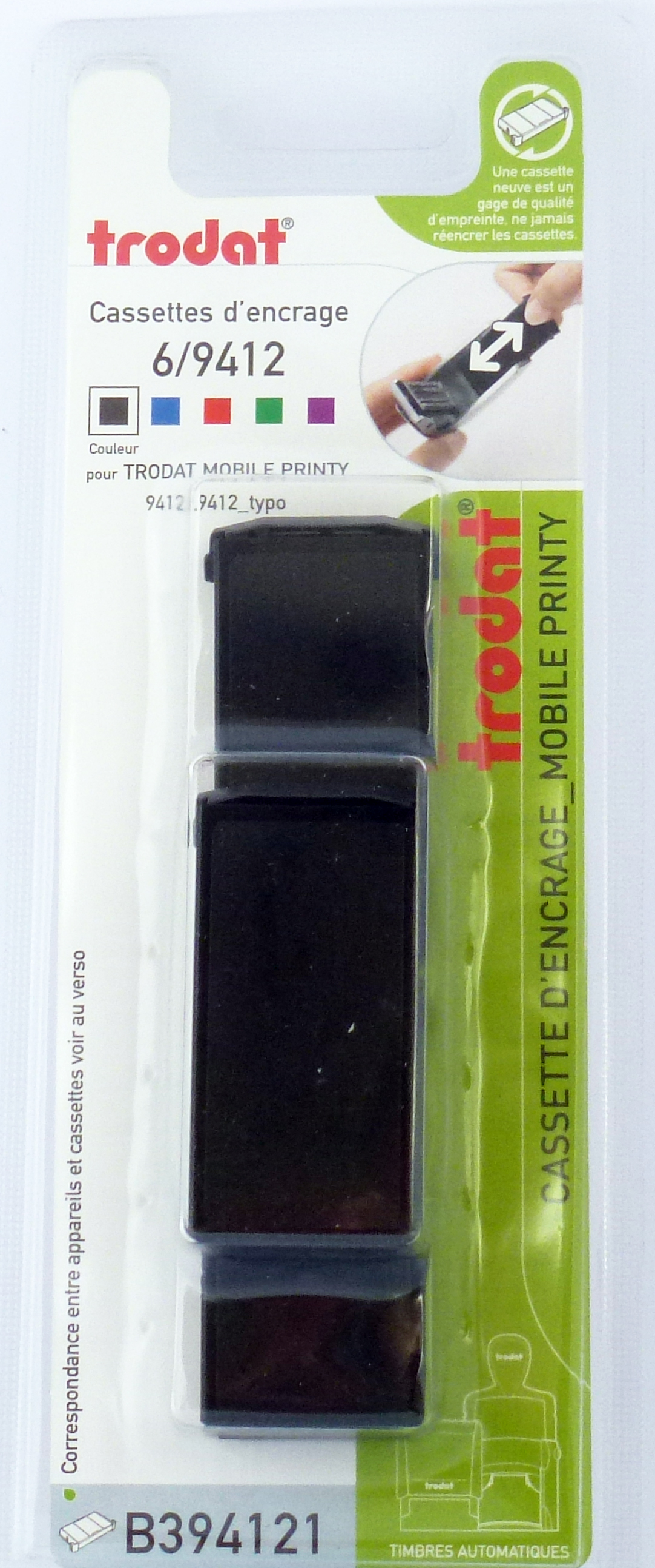 Trodat - 3 Encriers 6/9412 recharges pour tampon Mobile Printy 9412 - noir