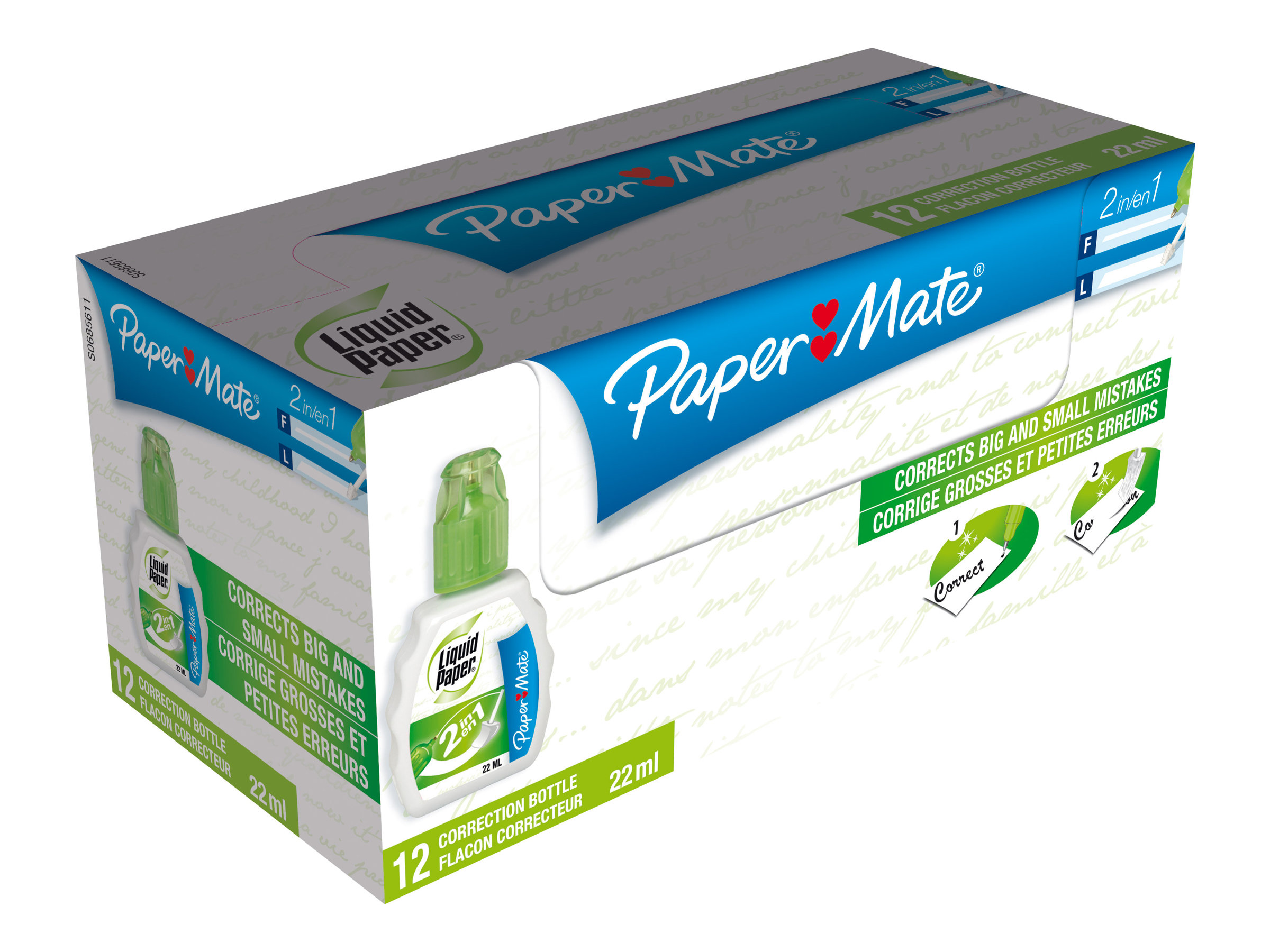 Paper Mate - Pack de 12 correcteurs liquides