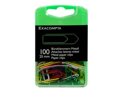 Exacompta - 100 Trombones attaches-lettres - 25 mm - couleurs assorties
