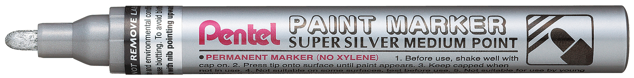 Pentel Paint Super - Marqueur permanent - pointe moyenne - argent
