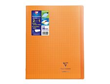 Clairefontaine Koverbook - Cahier polypro 24 x 32 cm - 96 pages - grands carreaux (Seyes) - orange
