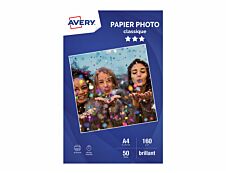 Avery - Papier Photo brillant - A4 - 160 g/m² - impression jet d'encre - 50 feuilles