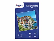 Avery - Papier Photo mat - A4 - 170 g/m² - impression jet d'encre - 20 feuilles