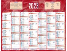 Bouchut 215 - Calendrier bancaire 7 mois par face - 21 x 26,5 cm - rouge