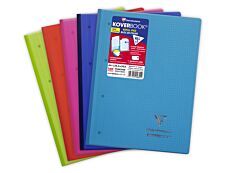 Clairefontaine Koverbook - Bloc de cours agrafé A4+ - 160 pages détachables perforées - petits carreaux (5x5 mm) - disponible dans différentes couleurs