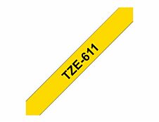 Brother TZe611 - Ruban d'étiquettes auto-adhésives - 1 rouleau (6 mm x 8 m) - fond jaune écriture noire 