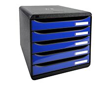 Exacompta BigBox Plus - Module de classement 5 tiroirs - gris/bleu