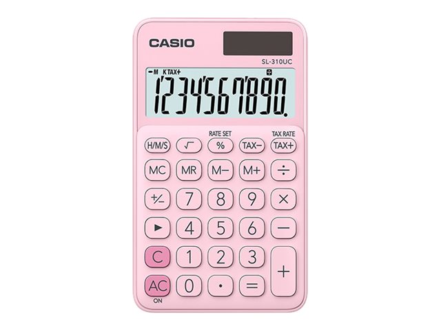 Calculatrice de poche Casio SL-310UC - 10 chiffres - alimentation batterie et solaire - rose