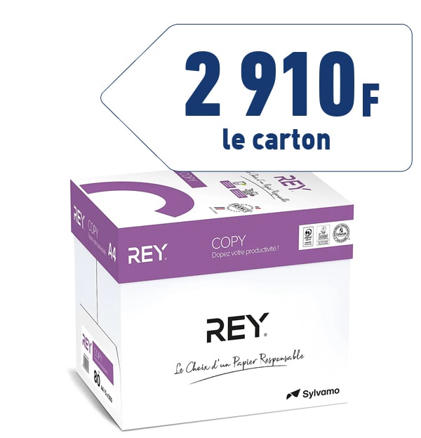 Carton de 5 ramettes de papier Rey Copy