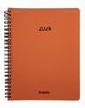 Agenda à spirale Calvi Timing Recyclé - 1 semaine sur 2 pages - 17 x 22 cm - marron - Brepols