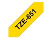 Brother TZe651 - Ruban d'étiquettes auto-adhésives - 1 rouleau (24 mm x 8 m) - fond jaune écriture noire 