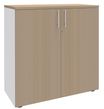 Armoire mi-haute IDRA/DUAL -  L80 x H102 x P47 - 2 portes - 2 tablettes métal DS - Corps blanc  - Portes et dessus Chêne clair