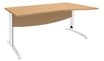 Bureau droit IDRA - Vague à droite - L140 cm - Pieds blancs - Plateau imitation Hêtre