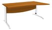 Bureau droit IDRA - Vague à droite - L160 cm - Pieds blancs - plateau imitation Merisier