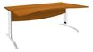 Bureau double vague symétrique IDRA - L180 cm - Pieds blanc - plateau imitation Merisier