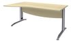 Bureau droit IDRA - Vague à gauche - L140 cm - Pieds alu - plateau imitation Erable