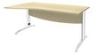 Bureau droit IDRA - Vague à gauche - L140 cm - Pieds blancs - plateau imitation Erable