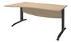 Bureau droit IDRA - Vague à gauche - L140 cm - Pieds anthracite - plateau imitation Chêne