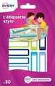 Avery - 30 Étiquettes adhésives pour stylos - 50 x 10 mm - bleu/vert 