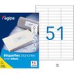 Apli Agipa - 5100 Étiquettes adhésives blanches multi-usages - 70 x 16,9 mm - coins droits - réf 118993