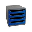 Exacompta BigBox - Module de classement 4 tiroirs - noir/bleu royal
