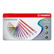 4006381279574-STABILO CarbOthello - 12 Crayons de couleur aquarellables - Boîte métal - Couleur fusain pastel-Avant-0