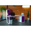 Bureau droit MT1 Elégance - L120 x P67 x H75 cm - pieds blancs - plateau blanc chants prune