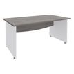 Bureau droit DUAL - L140 - Pieds blanc - plateau imitation Chêne gris