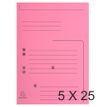 Exacompta Super 210 - 5 Paquets de 25 Chemises imprimées 2 rabats - rose
