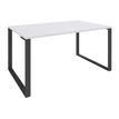 Bureau droit LOFTER - L140 cm - Plateau Blanc - pied Carbone