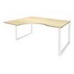 0404000123354-Bureau compact LOFTER - L160 cm - Retour à gauche - Plateau imitation Erable - pied Blanc - (pied de renfort obligat-P_400012335_1-0