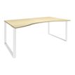 Bureau vague symétrique LOFTER - L180 cm - Plateau imitation Erable - pied Blanc