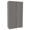 Armoire haute IRIS - H180 x L80 x P47 - 2 portes - Corps aluminium - Dessus et portes imitation Chêne gris