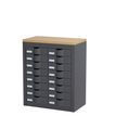 Meuble de rangement - 2 colonnes et 16 tiroirs - H75 x L60,5 x P33,5 cm - anthracite