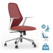 3701338802348-Fauteuil de bureau TIME - accoudoirs fixes gris clair - rouge--0