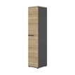Colonne bibliothèque 1 porte CONNEXION - L40 x H187 x P45 - 4 étagères - Chêne/anthracite