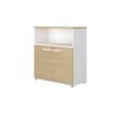 3483601097865-Rangement mi-haut CONNEXION - L80 x H109 x P45 - 2 portes - 1 étagère - 1 niche - Chêne/blanc--0