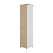 3483601098190-Colonne bibliothèque 1 porte CONNEXION - L40 x H187 x P45 - 4 étagères - Chêne/blanc--0