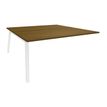 Bureau double STEELY - L140 cm - Double face Suivant - Pieds blancs - plateau imitation noyer