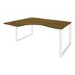 3253310421974-Bureau compact LOFTER - L180 cm - Retour à gauche - Plateau imitation noyer - pied blanc - (pied de renfort obligatoire à rajou--0