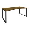 Bureau vague symétrique LOFTER - L180 cm - Plateau imitation noyer - pied Carbone