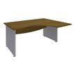 Bureau compact à droite DUAL - L160 cm - Pieds Alu - plateau imitation noyer (Pieds de renfort ou caisson bout de bureau obligatoire à rajouter - non inclus)
