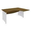 Bureau compact à droite DUAL - L180 cm - Pieds blanc - plateau imitation noyer (Pieds de renfort ou caisson bout de bureau obligatoire à rajouter - non inclus)