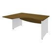 Bureau compact à gauche DUAL - L160 cm - Pieds blanc - plateau imitation noyer (Pieds de renfort ou caisson bout de bureau obligatoire à rajouter - non inclus)