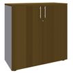 Armoire mi-haute IDRA/DUAL - L80 x H102 x P47 - 2 portes - 2 tablettes métal pour DS - Corps alu - Portes et dessus noyer