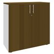 Armoire mi-haute IDRA/DUAL - L80 x H102 x P47 - 2 portes - 2 tablettes métal pour DS - Corps blanc - Portes et dessus noyer