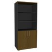 Bibliothèque IDRA/DUAL  avec 2 portes basses - L80 x H180 x P47 - Corps anthracite - Portes et dessus imitation noyer