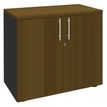Armoire basse IDRA/DUAL - H72 x L80 x P47 - 2 portes - Corps anthacite - Dessus et portes imitation noyer