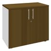3253310270497-Armoire basse IDRA/DUAL - H72 x L80 x P47 - 2 portes - Corps blanc - Dessus et portes imitation noyer--0