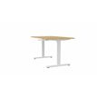 Bureau AXEL assis/debout - réglage par manivelle - L140 x P80 cm - plateau imitation chêne clair - pieds blancs